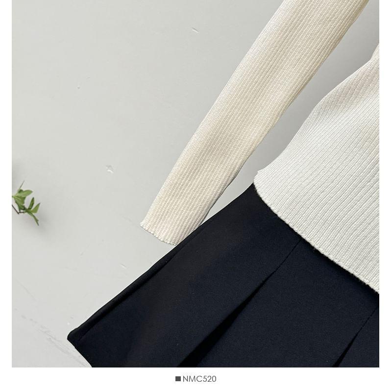 Details Long-Sleeve Ribbed-Knit Top Product Image