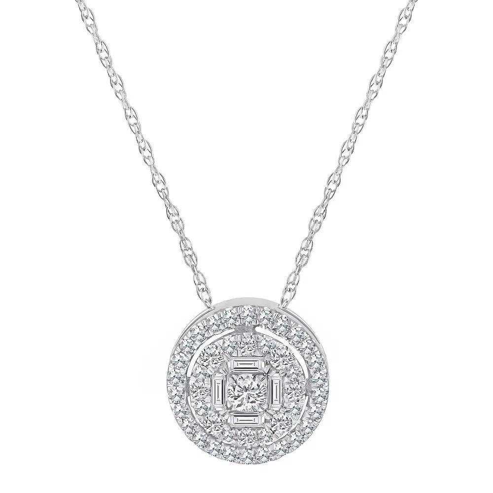 Celebration Gems 14k Gold 1/4 Carat T.W. Diamond Round Cluster Pendant Necklace, Women's, Size: 18" Product Image