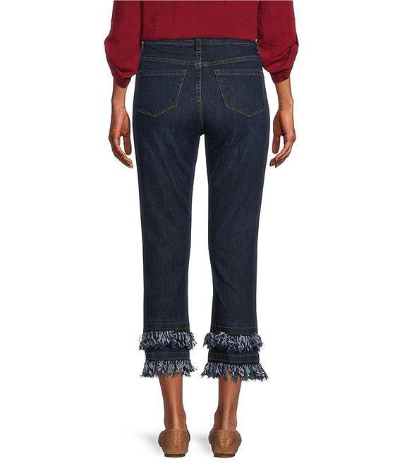 John Mark Petite Size Straight Leg 5-Pocket Fringe Hem Jeans Product Image