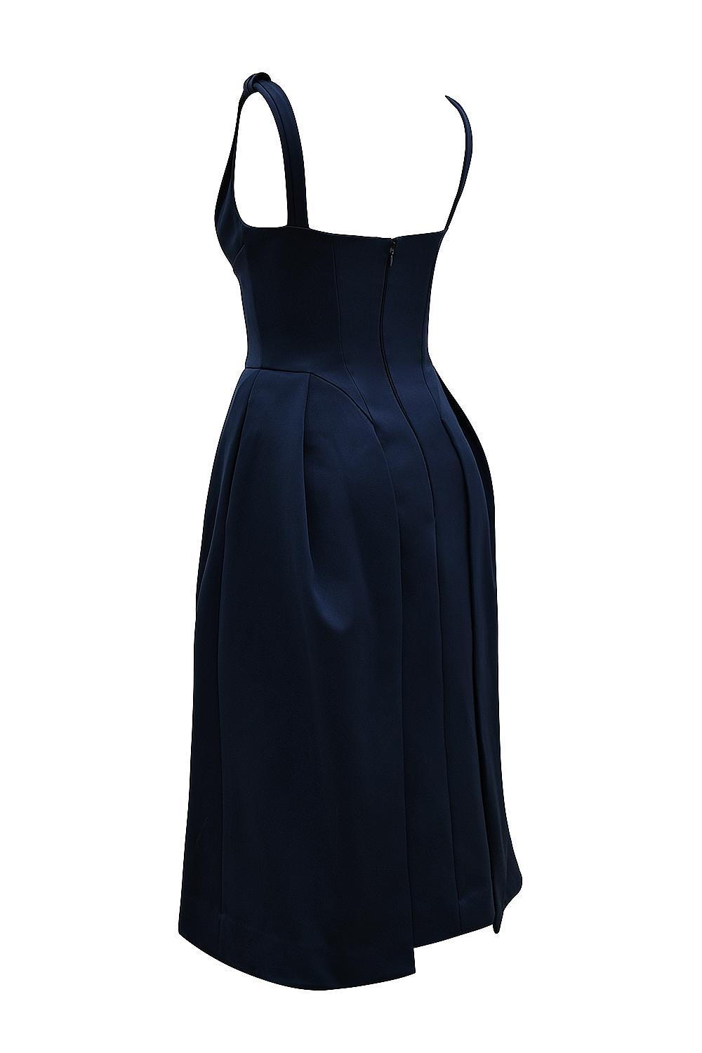 Paloma Midnight Twist Strap Satin Midi Dress Product Image
