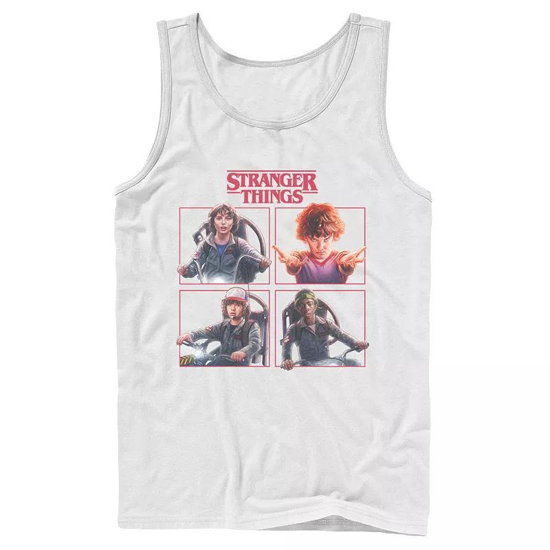 Men's Stranger Things Group Shot Box Up Logo Tank Top, Size: Large, White Product Image