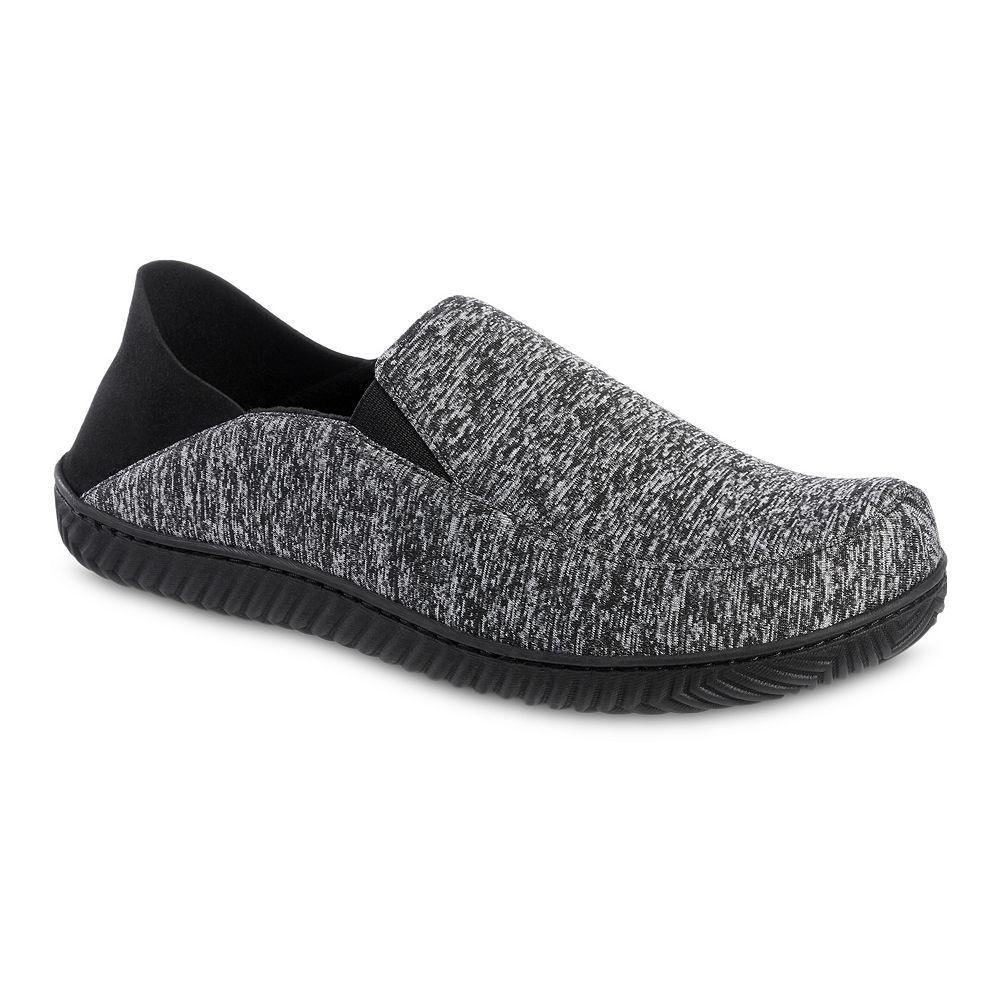 Isotoner Men's Miles Sport Knit Closed Back Slippers - Black L Product Image