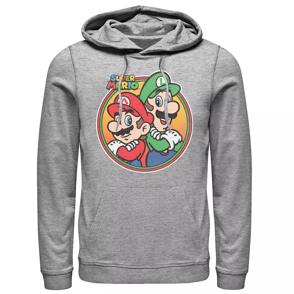 Men's Mario & Luigi Nintendo Bros Pullover Hoodie, Size: XL, Athletic Grey Product Image