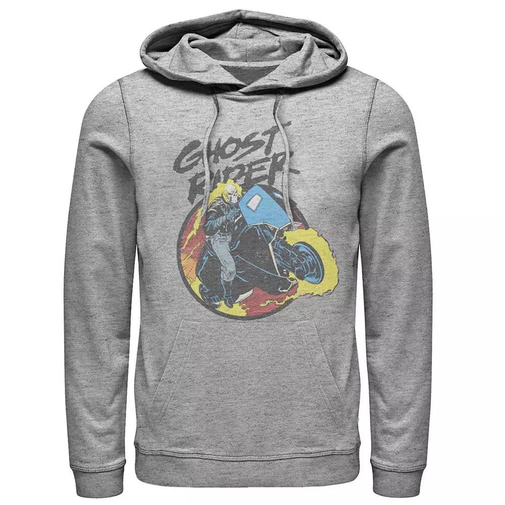 Men's Marvel Ghost Rider Circle Portrait Action Shot Hoodie, Size: XXL, Athletic Grey Product Image