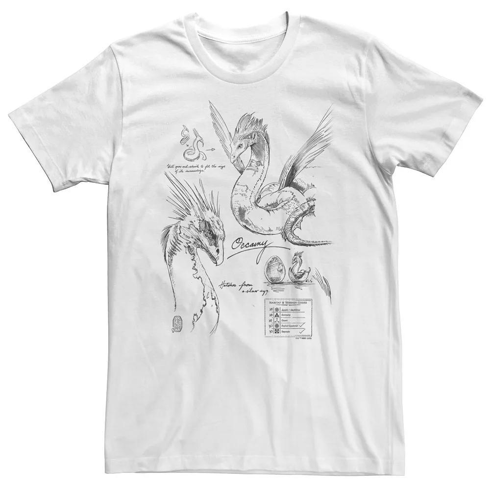 Big & Tall Fantastic Beasts - Grindelwald Occamy Study Sketch Tee, Men's, Size: 4XL Tall, White Product Image