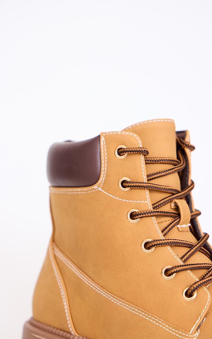 Tan Nubuck Round Toe Lace Up Ankle Boot Product Image