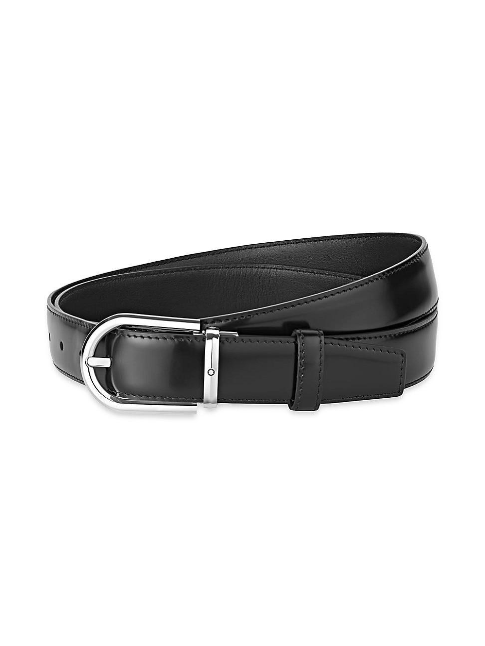 Mens Round Buckle Leather Belt Product Image