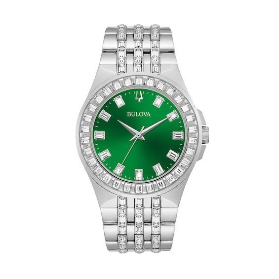 Bulova Mens Phantom Crystal-Accent Stainless Steel Bracelet Watch - 96A254 Silver Product Image