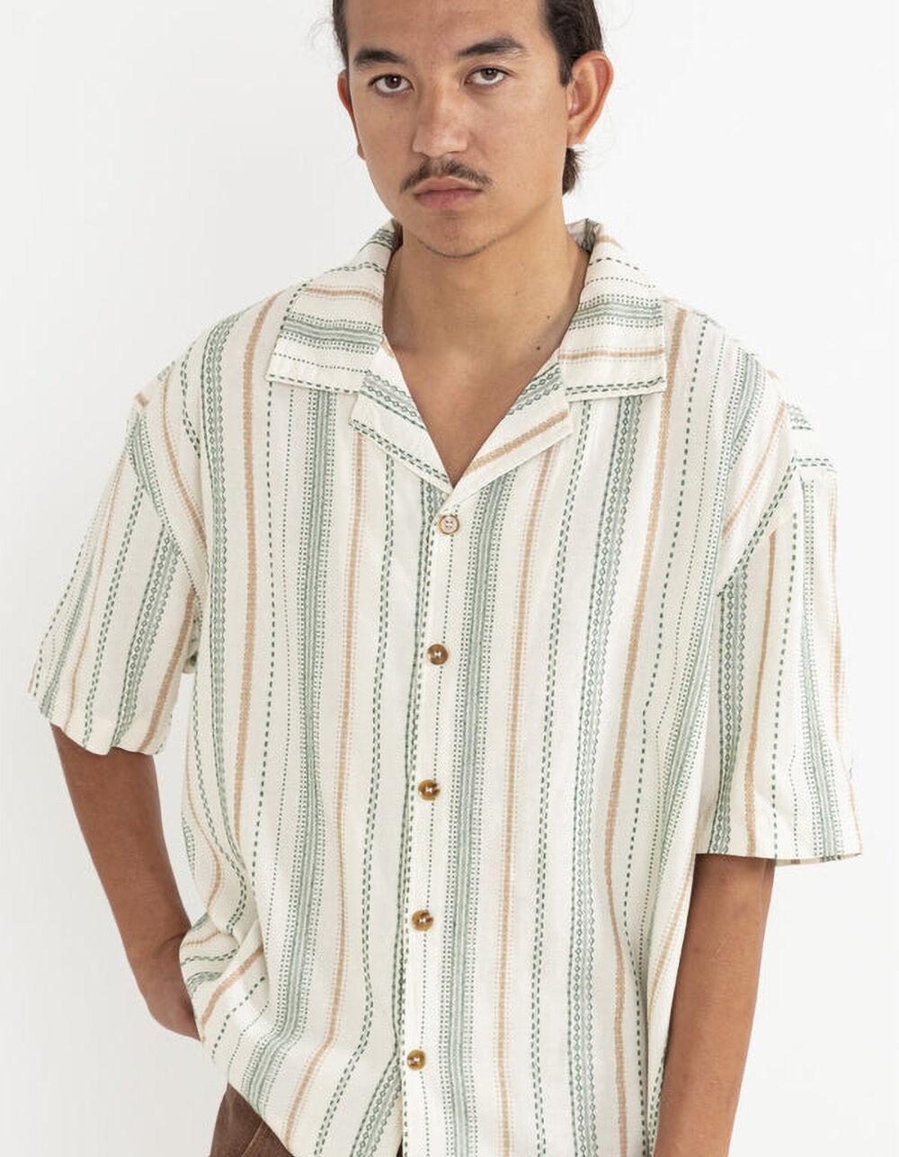 RHYTHM Relaxed Stripe Mens Button Up Shirt - CREAM Product Image