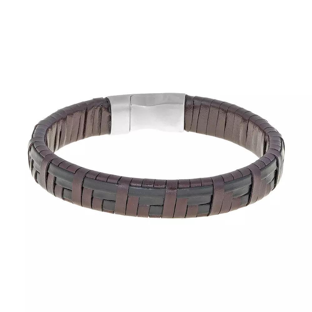 LYNX Textured Brown Faux-Leather Bracelet - Men's, Size: 8.5" Product Image