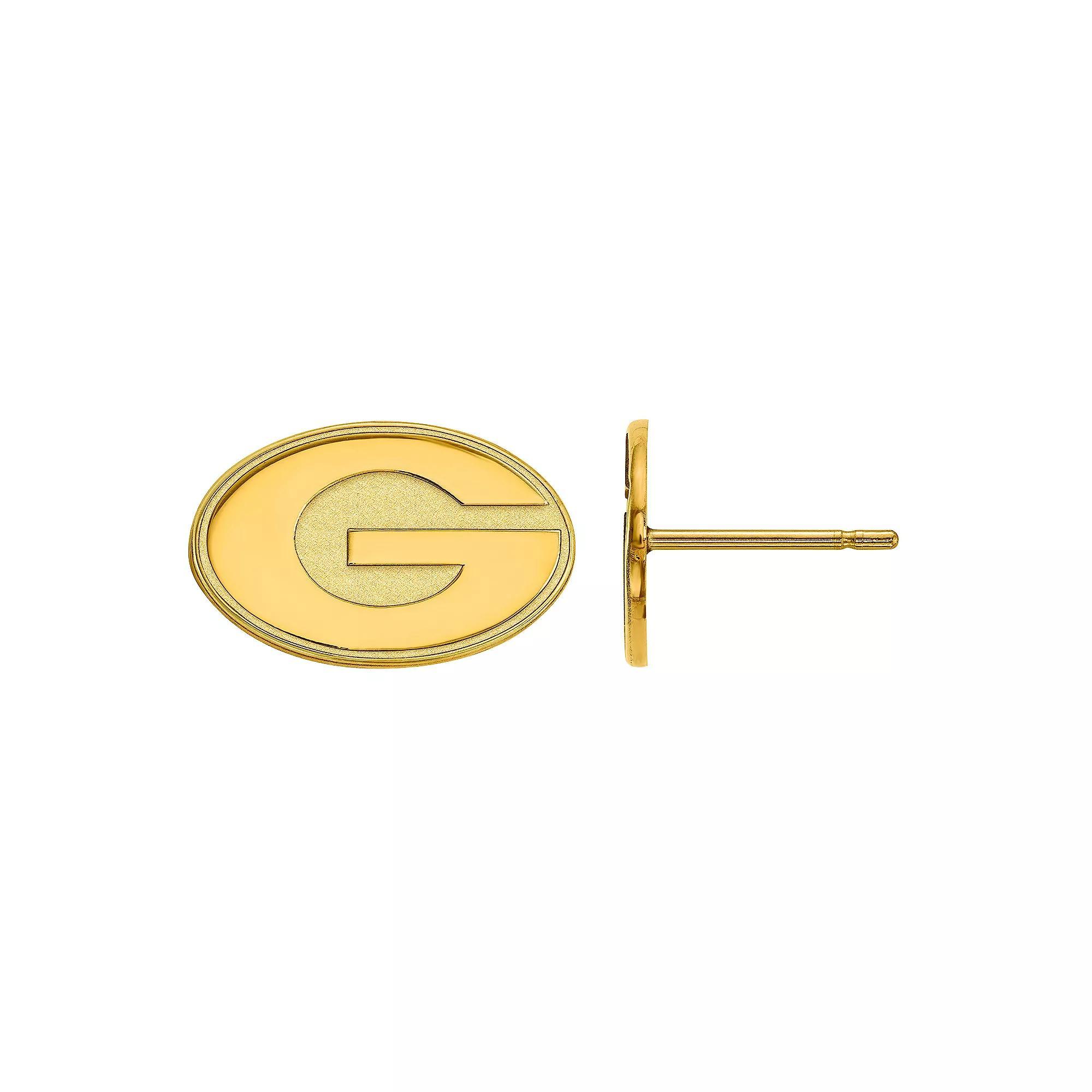 LogoArt Georgia Bulldogs Sterling Silver 14K Gold Plated Post Earrings, Women's, Size: 9MM Product Image