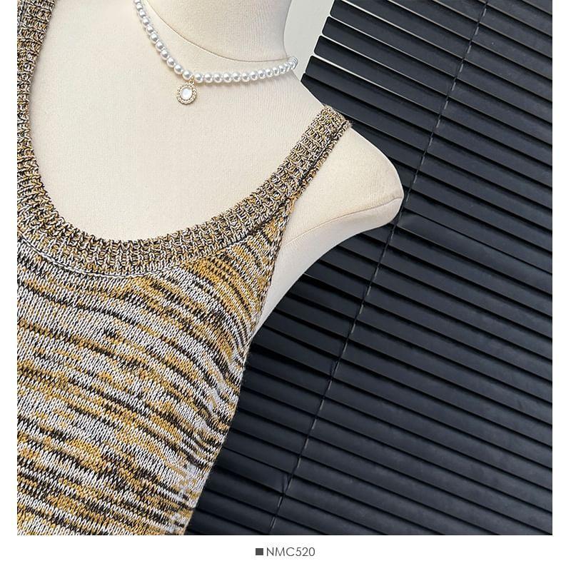 Tassel-Hem Melange Tank Dress Product Image