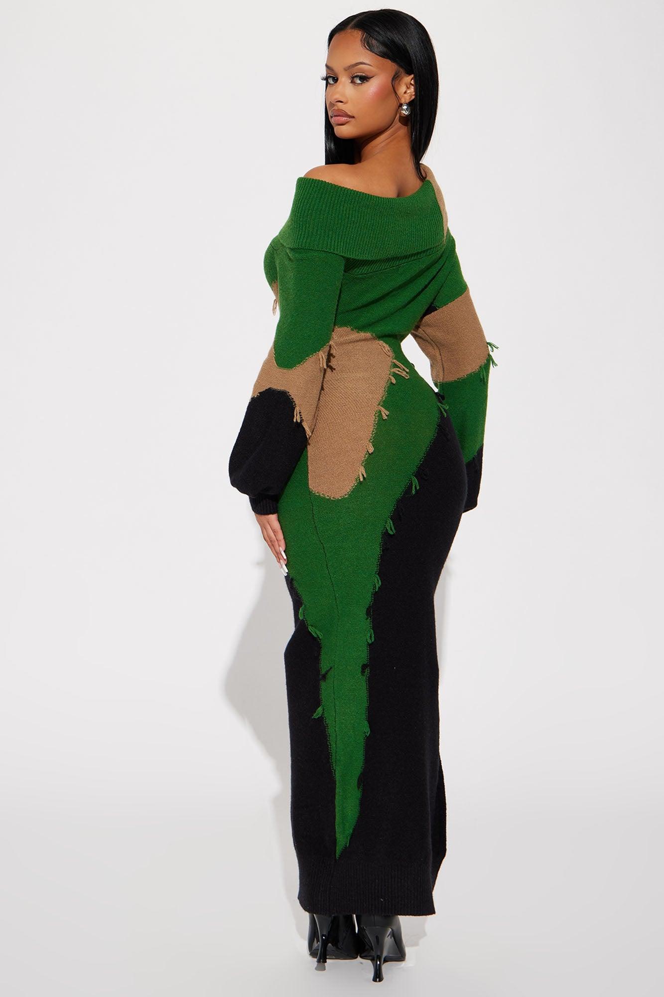Ivy Sweater Maxi Dress - Green/combo Female Product Image