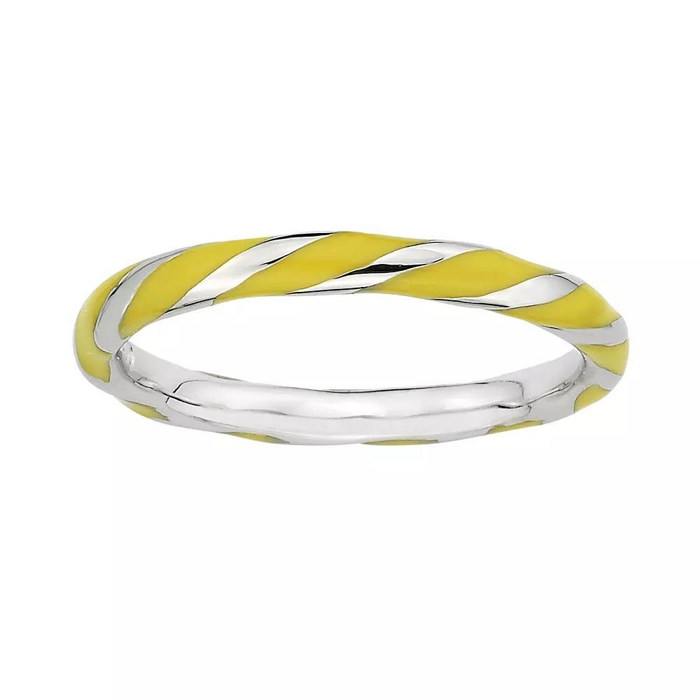 Stacks & Stones Sterling Silver Yellow Enamel Twist Stack Ring, Women's, Size: 10 Product Image