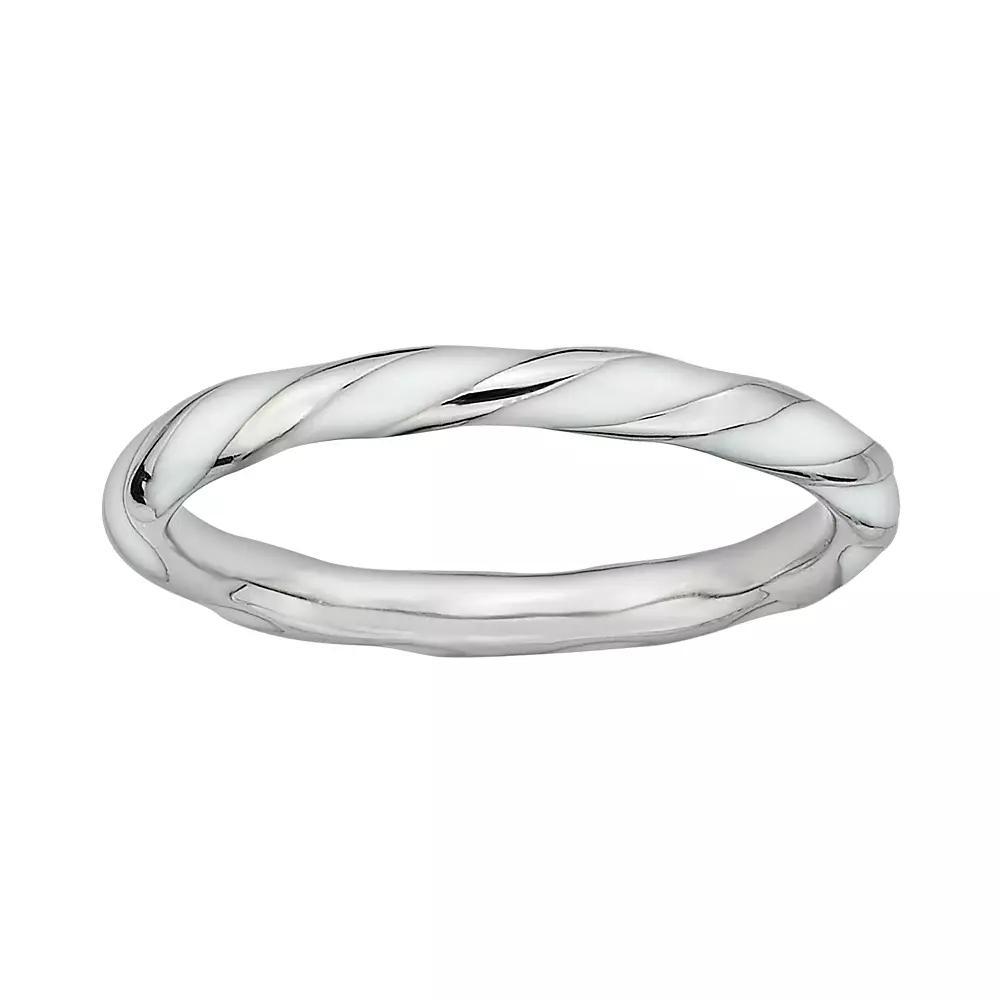 Stacks & Stones Sterling Silver White Enamel Twist Stack Ring, Women's, Size: 8 Product Image
