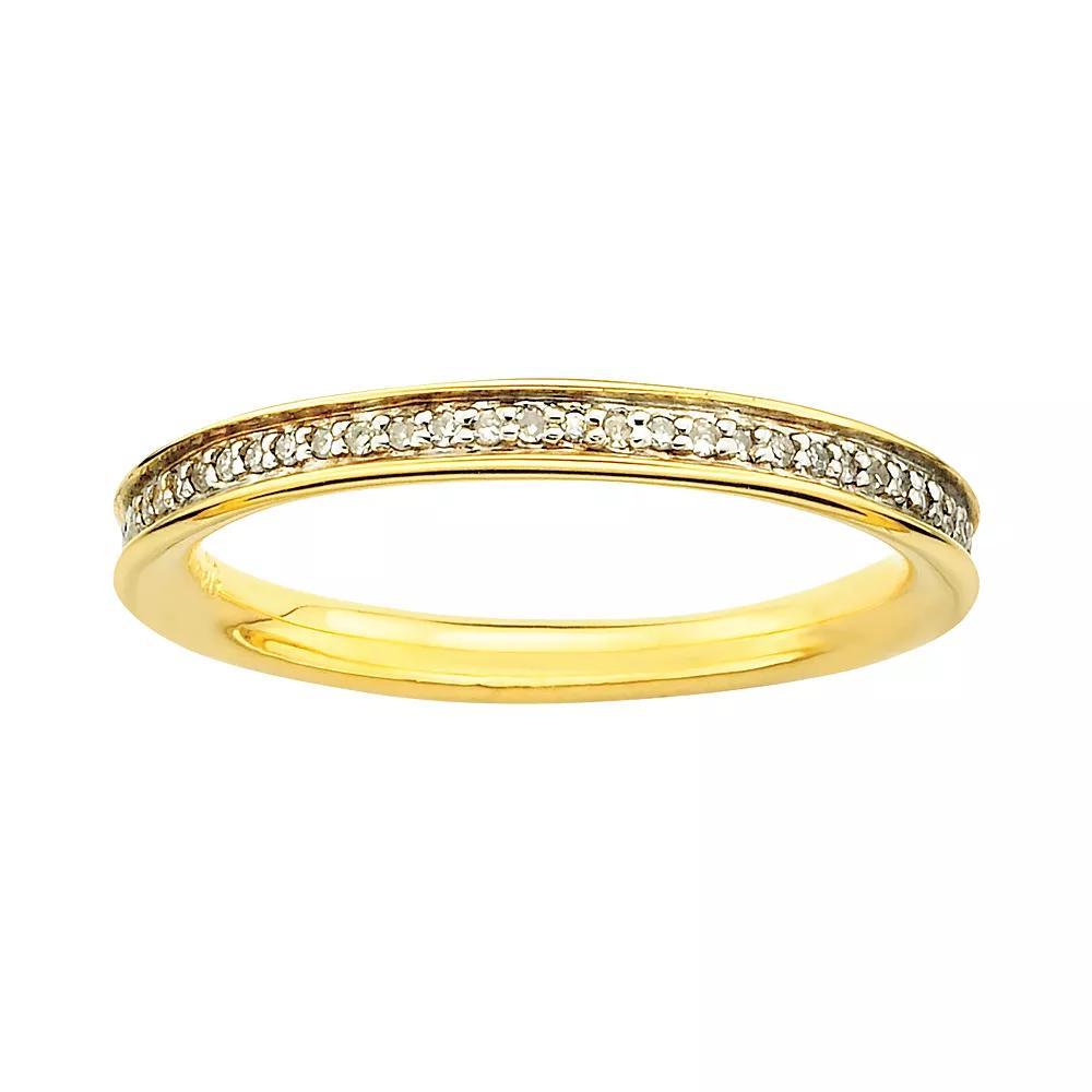 Stacks & Stones 18k Gold Over Silver 1/5-ct. T.W. Diamond Stack Ring, Women's, Size: 9 Product Image