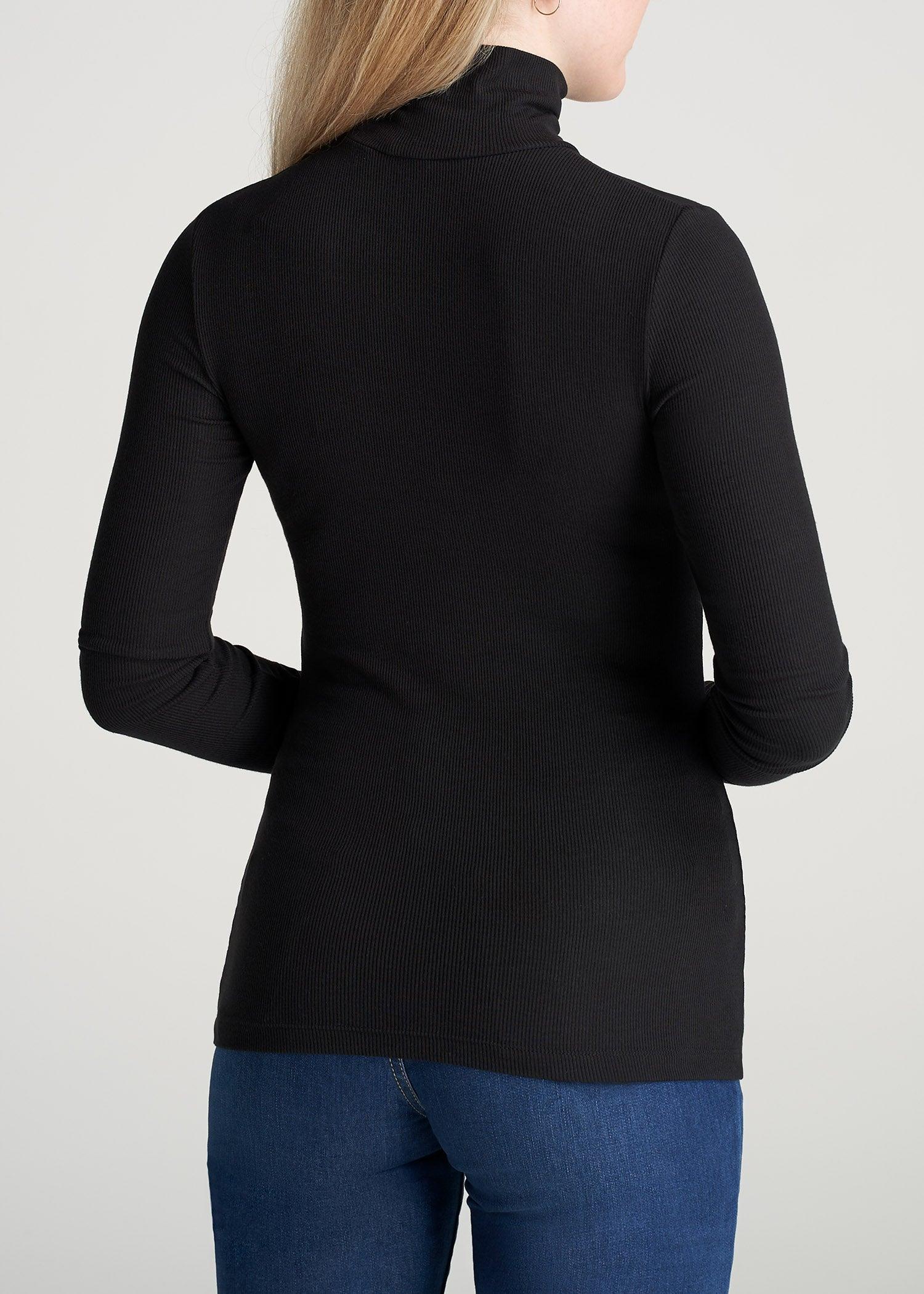 Tall Women's FITTED Long Sleeve Ribbed Turtleneck Tee in Black Product Image