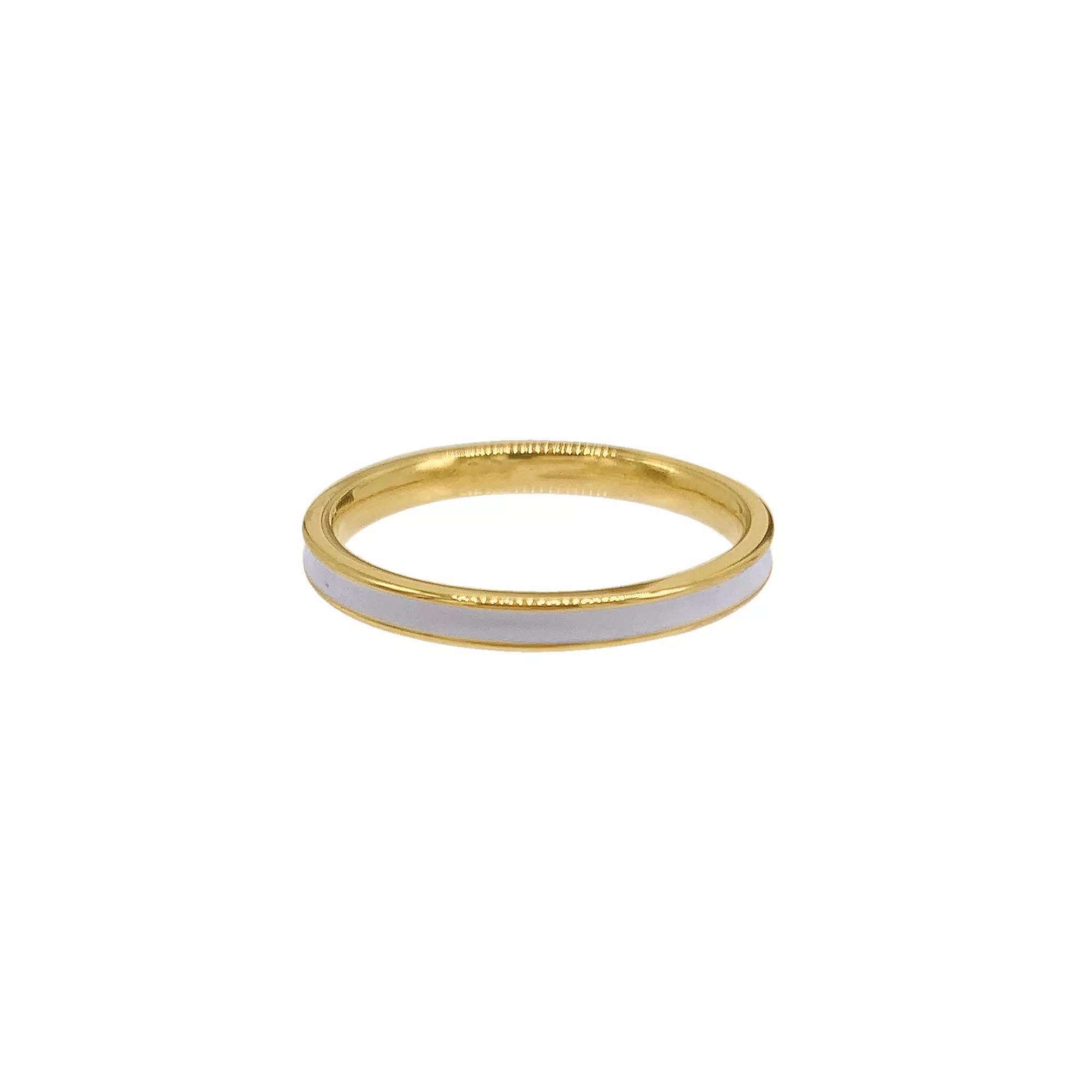 Adornia 14k Gold Plated White Enamel Band, Women's, Size: 9, Gold Tone Product Image