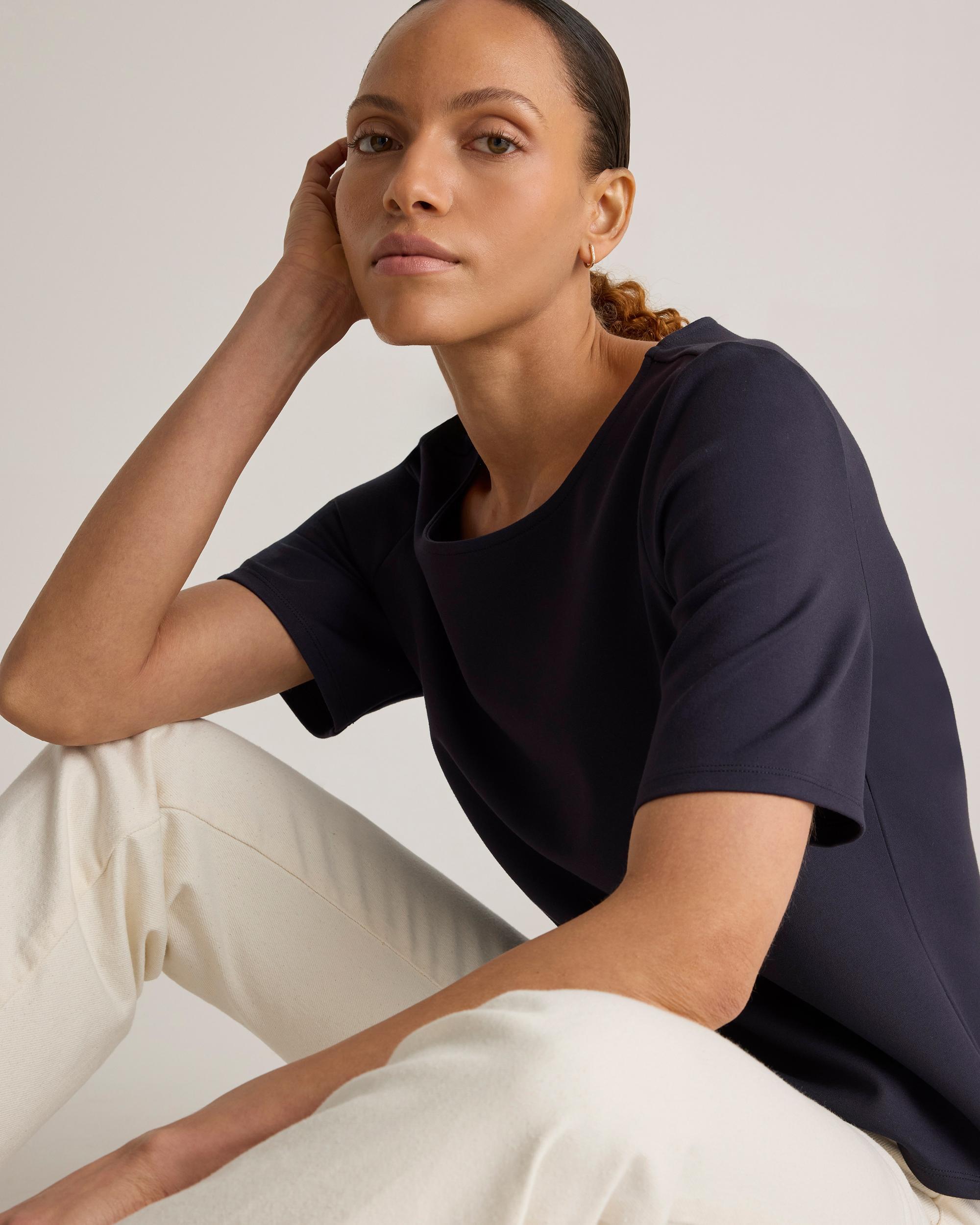 Quince | Women's Ultra-Stretch Ponte Short Sleeve Top Size XS, Rayon Product Image