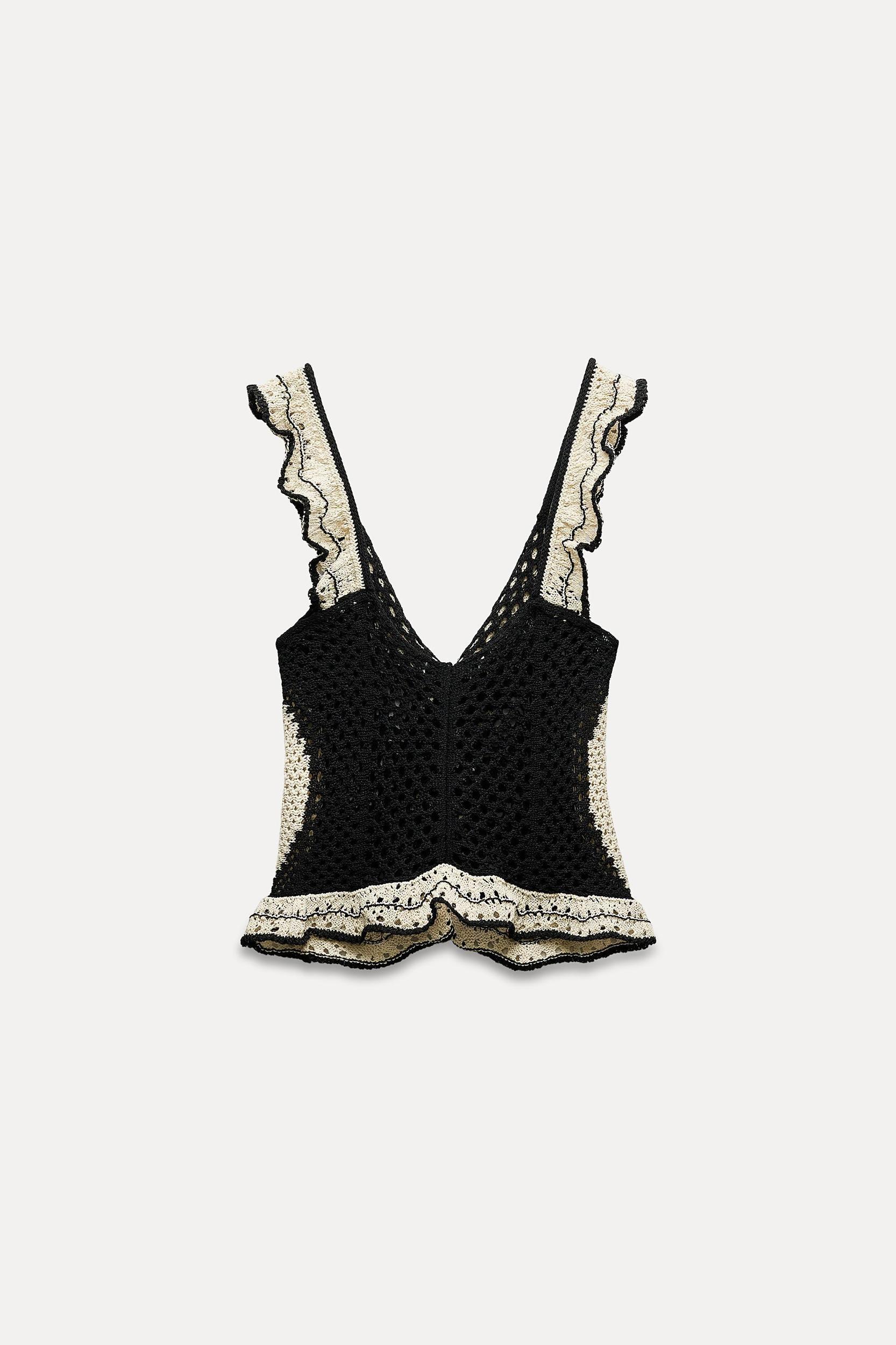 POINTELLE RUFFLED KNIT TOP Product Image