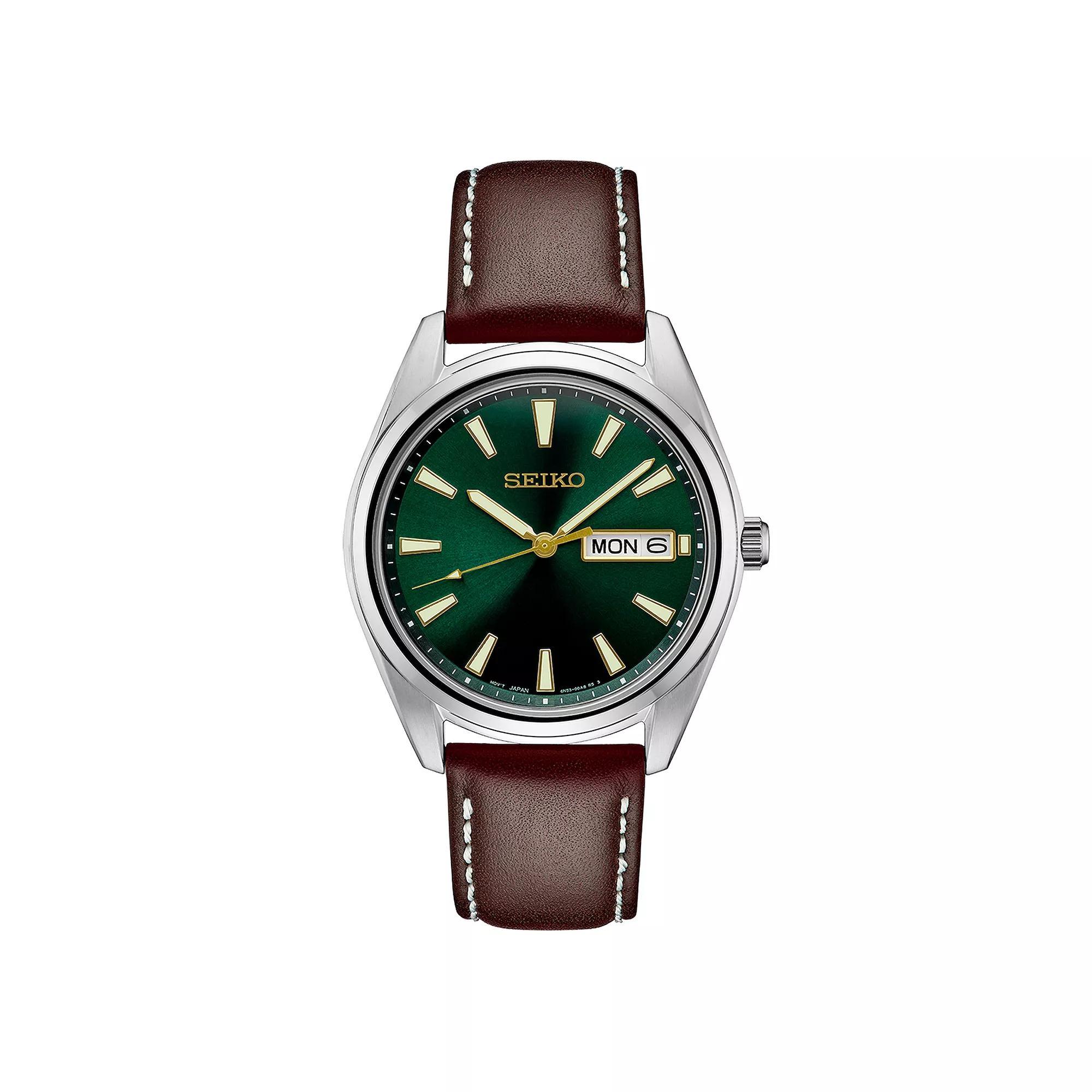 Seiko Mens Essential Stainless Steel Green Dial Watch - SUR449 Brown Product Image