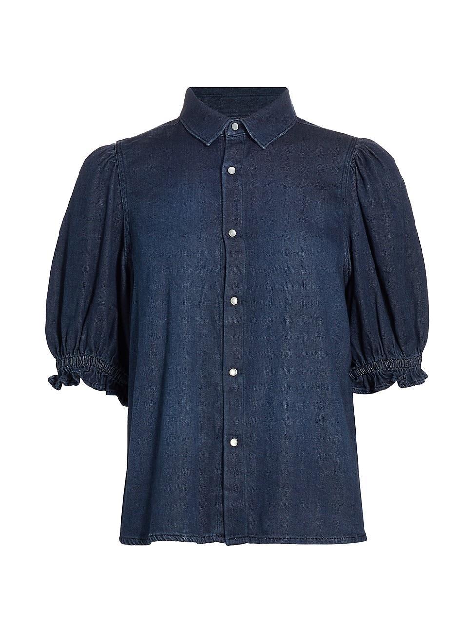 Womens Honey Denim Puff-Sleeve Shirt Product Image