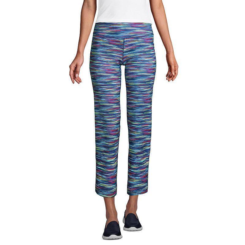 Petite Lands End Active Crop Yoga Pants, Womens Green Moss Product Image