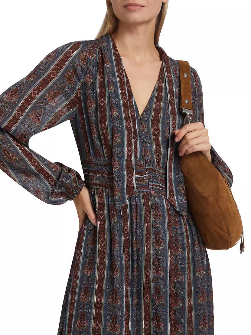Gallery Striped Silk-Blend Midi-Dress Product Image