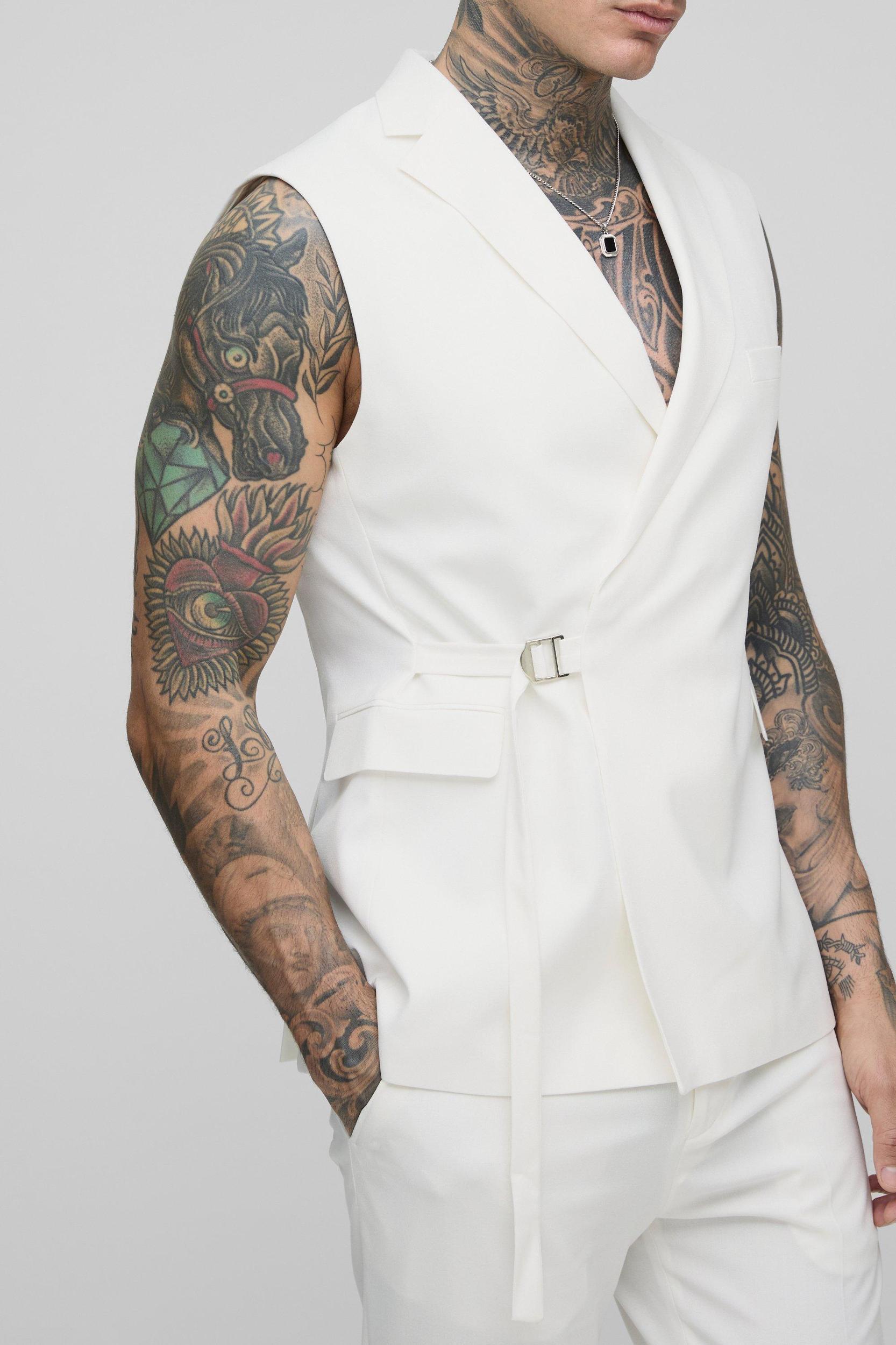 Slim Fit Wrap Detail Sleeveless Suit Jacket | boohooMAN USA Product Image
