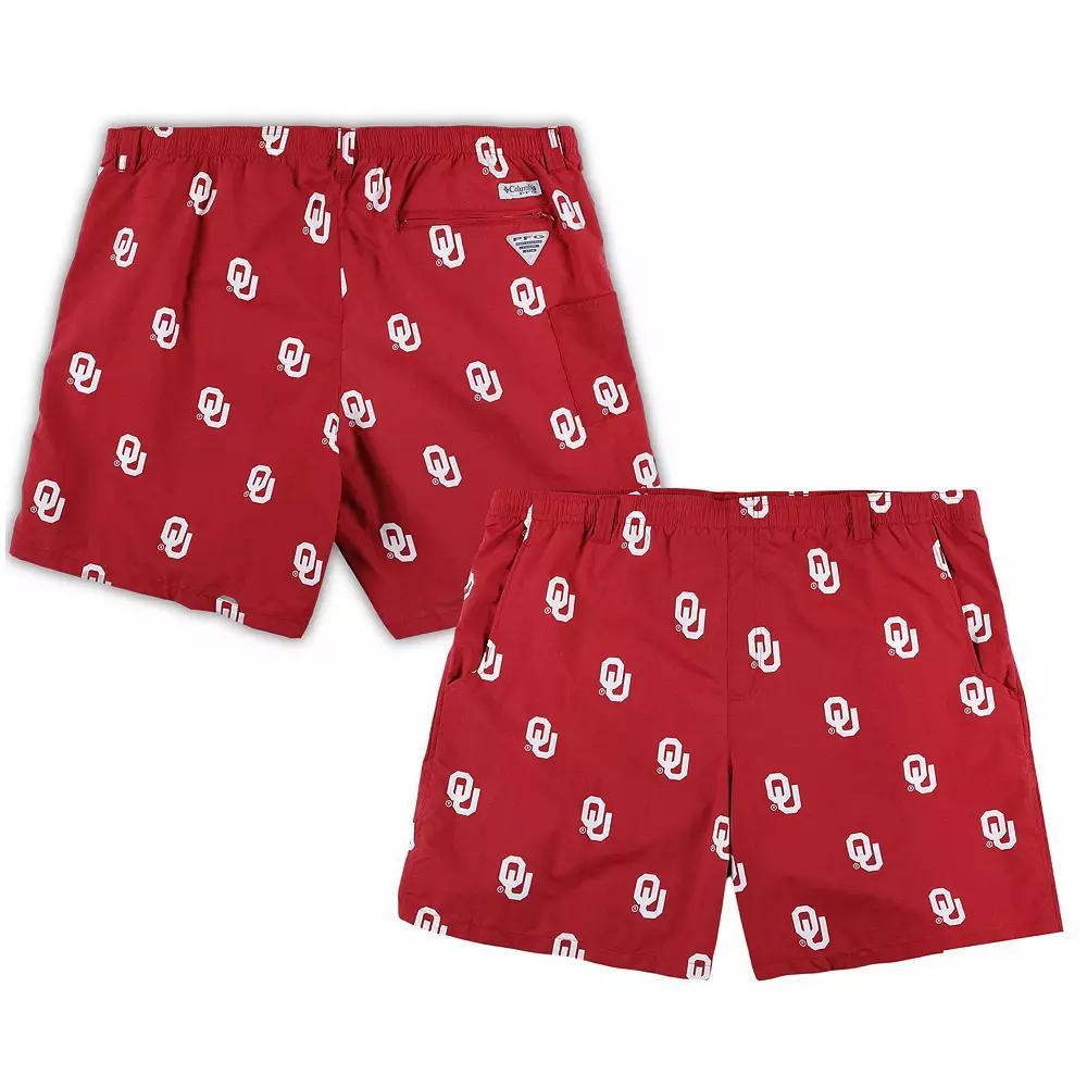 Men's Columbia Crimson Oklahoma Sooners Big & Tall Backcast II Allover Print Omni-Shade Shorts, Size: 4XB, Red Product Image