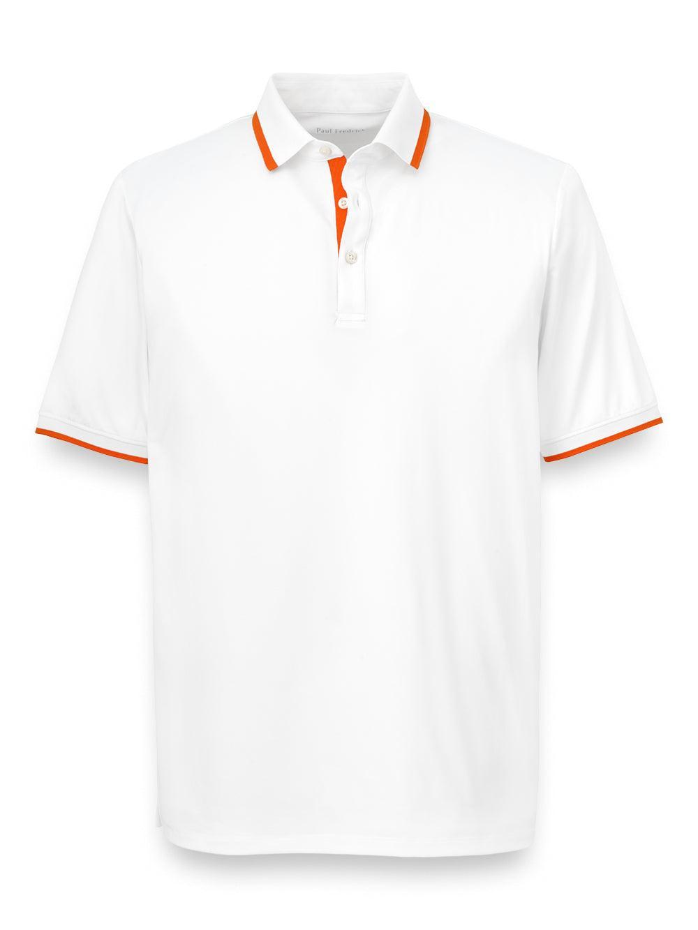 Performance Blend Three Button Polo - White/green Product Image
