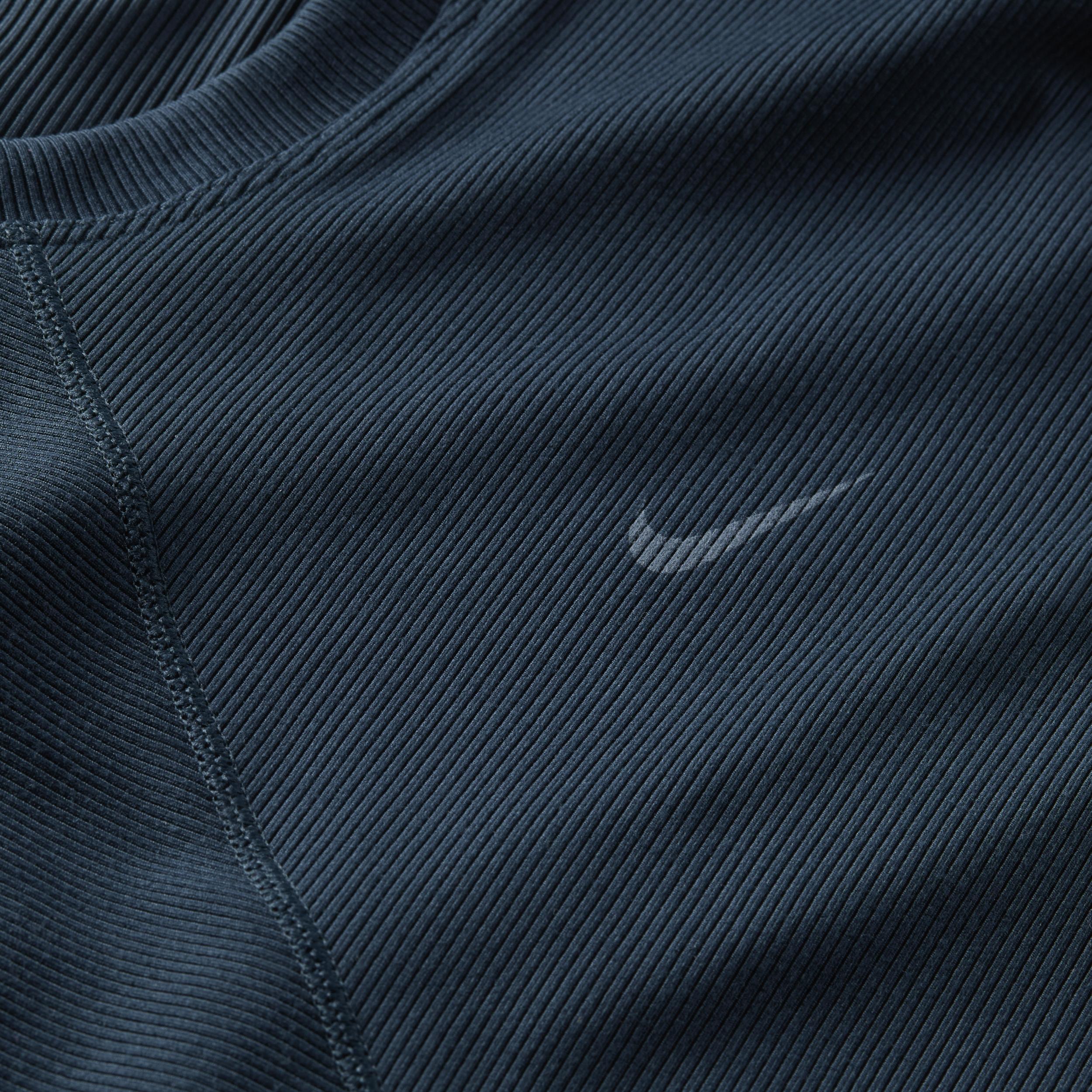 Women's Nike One Ribbed Short Sleeve Top, Size: Large, Blue Product Image