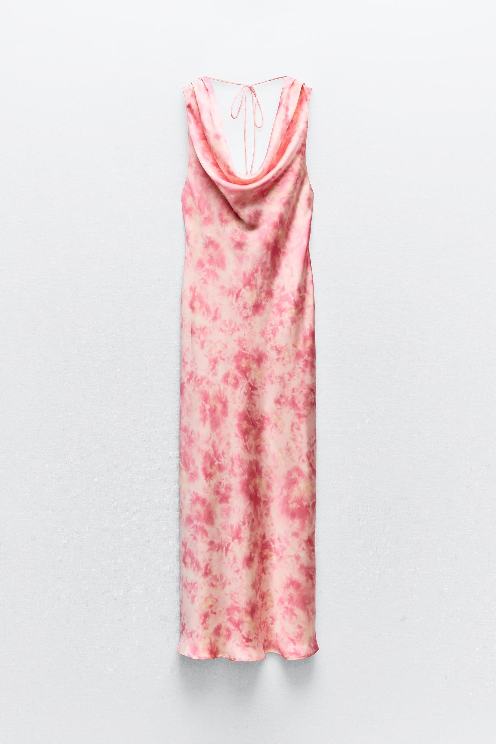 TIE DYE PRINT SATIN EFFECT DRESS Product Image