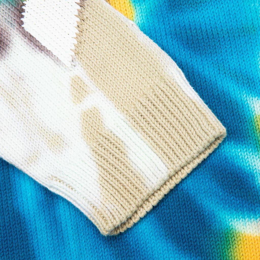 Diag Tie Dye Knit Hoodie - Bone/White Male Product Image