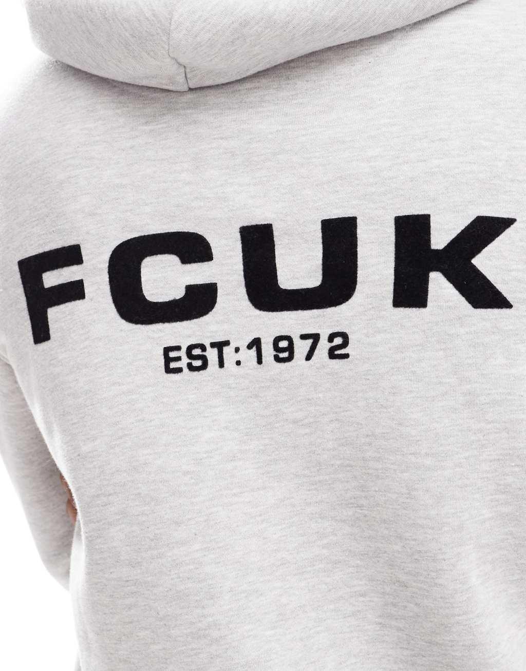 French Connection relaxed hoodie with logo in gray Product Image