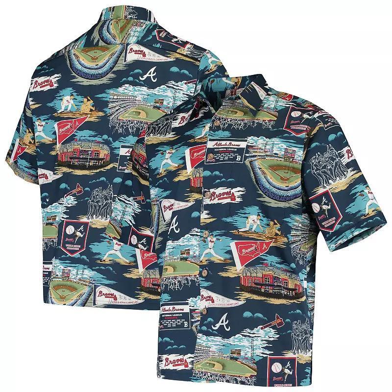 Men's Reyn Spooner Navy Atlanta Braves Scenic Button-Up Shirt, Size: Small, Blue Product Image