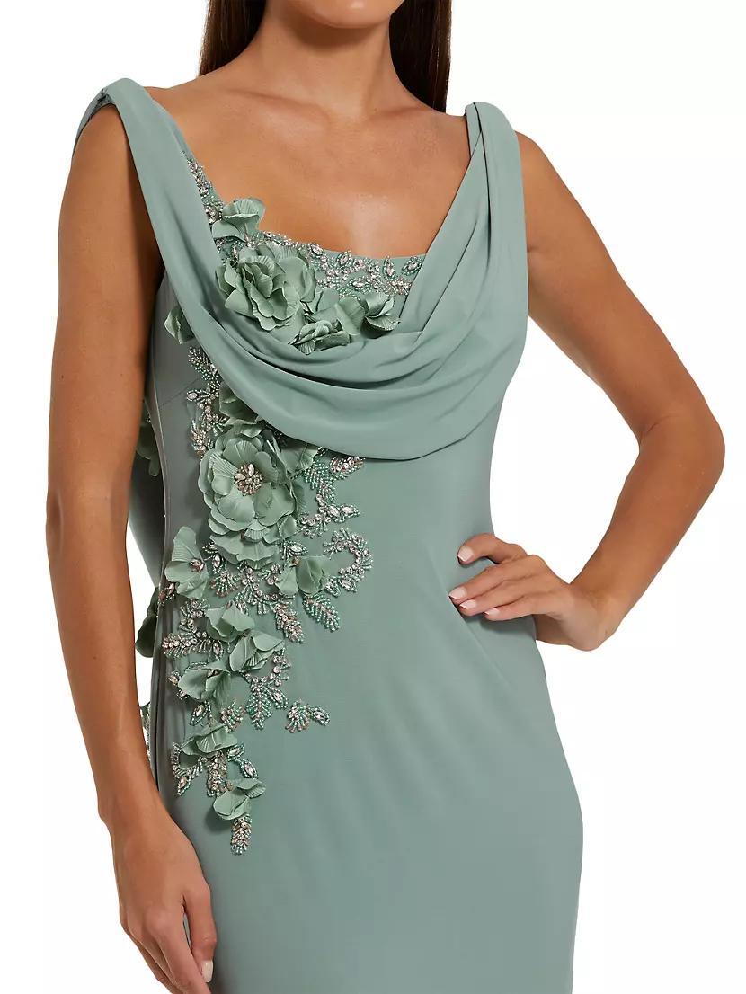 Womens Evening Beaded Jersey Sleeveless Gown Product Image