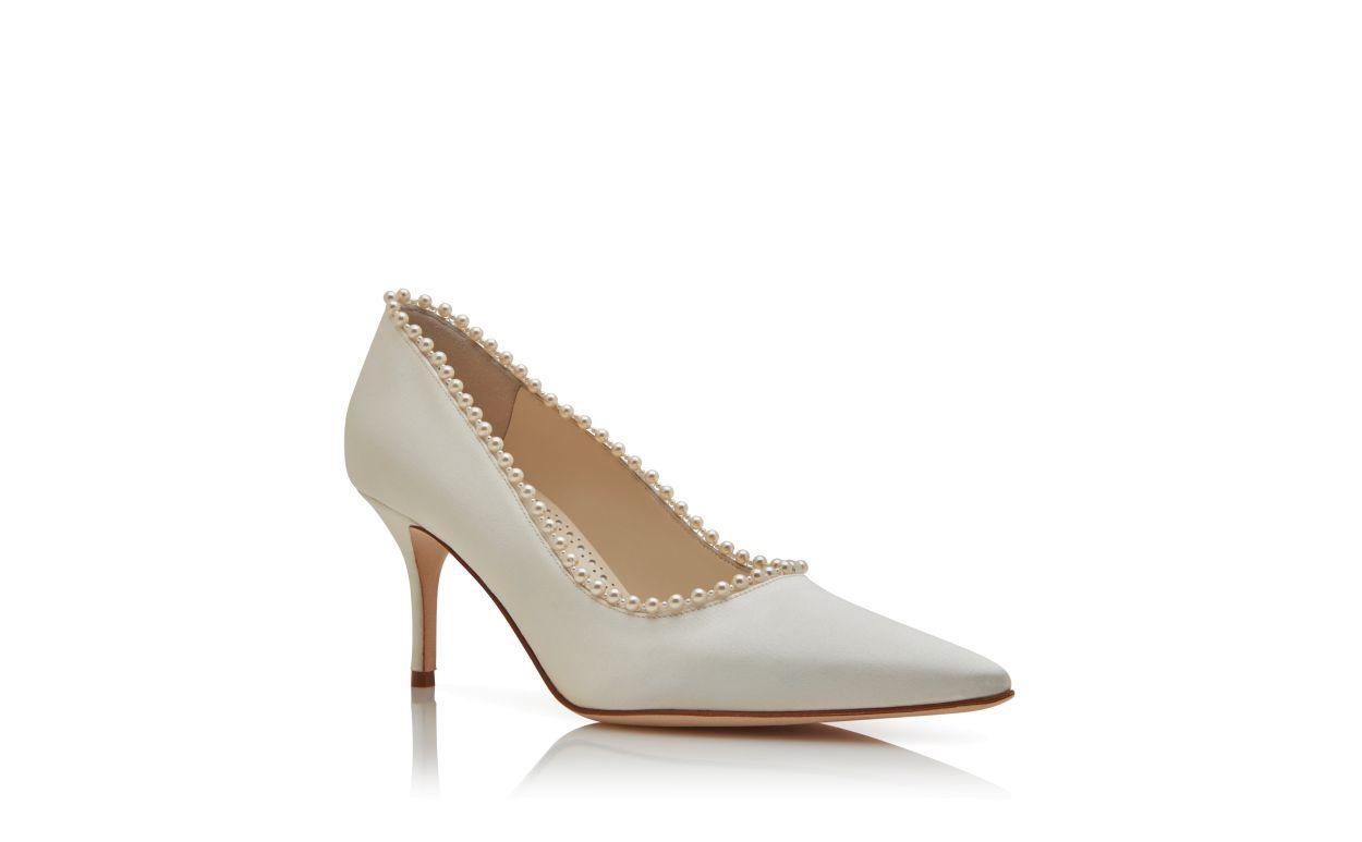 KIFAT Light Cream Satin Pearl Detail Pumps Product Image