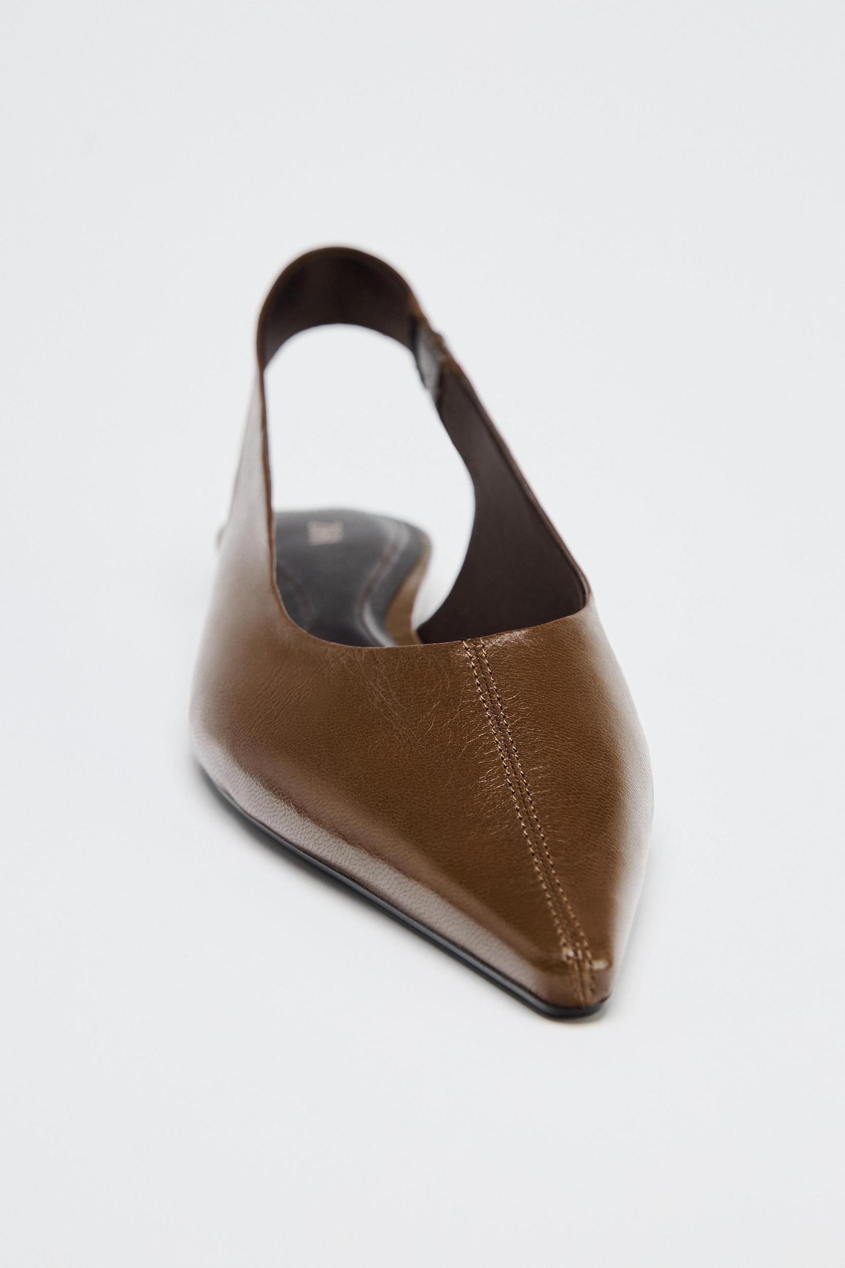POINTED TOE LEATHER SLINGBACK FLATS Product Image