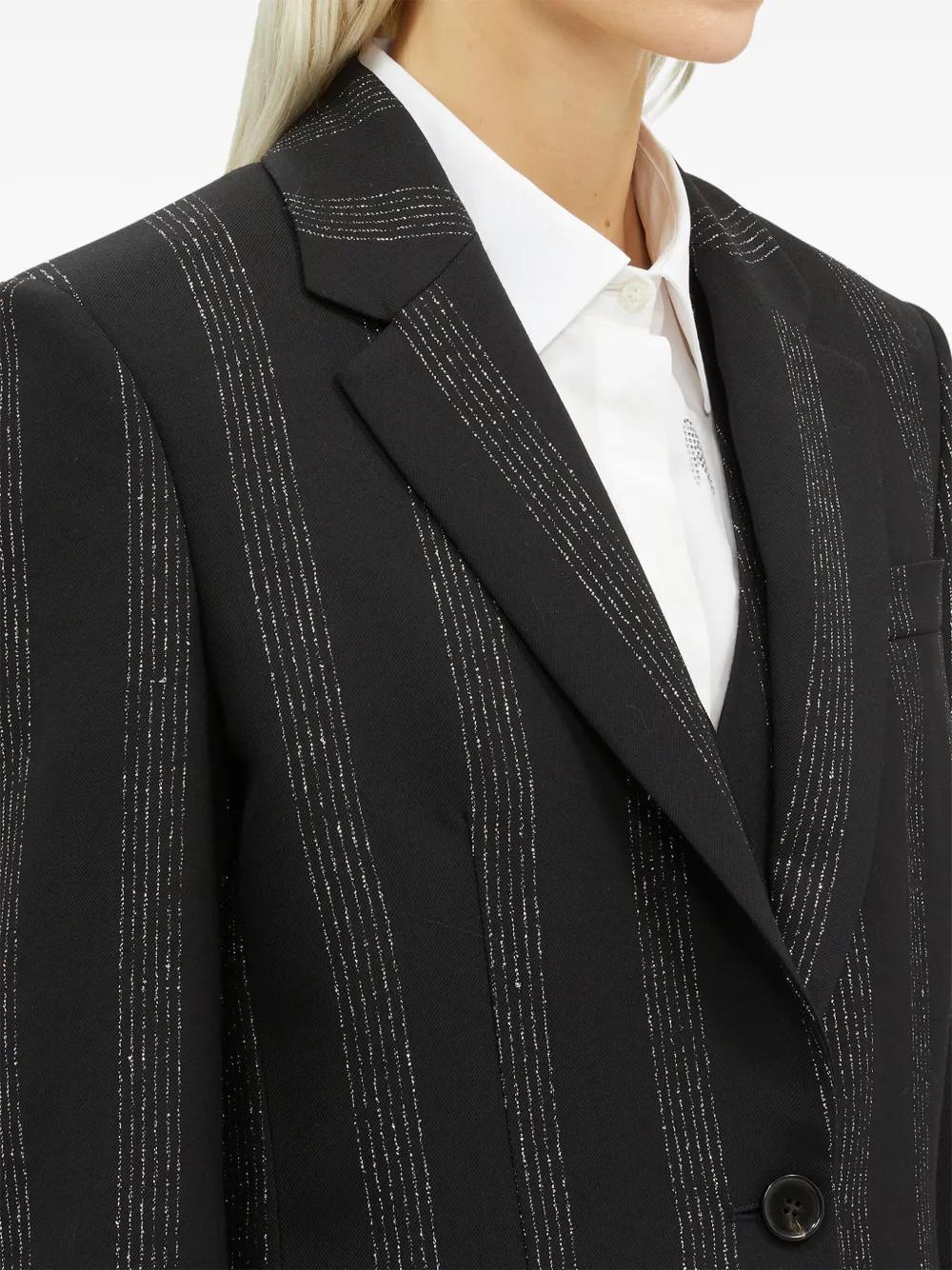 MSGM Striped Single-breasted Blazer In Nero Product Image