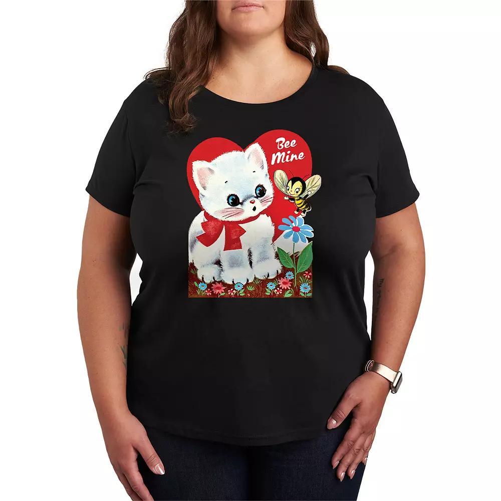 Plus Size Bee Mine Vintage Valentines Graphic Tee, Womens Product Image