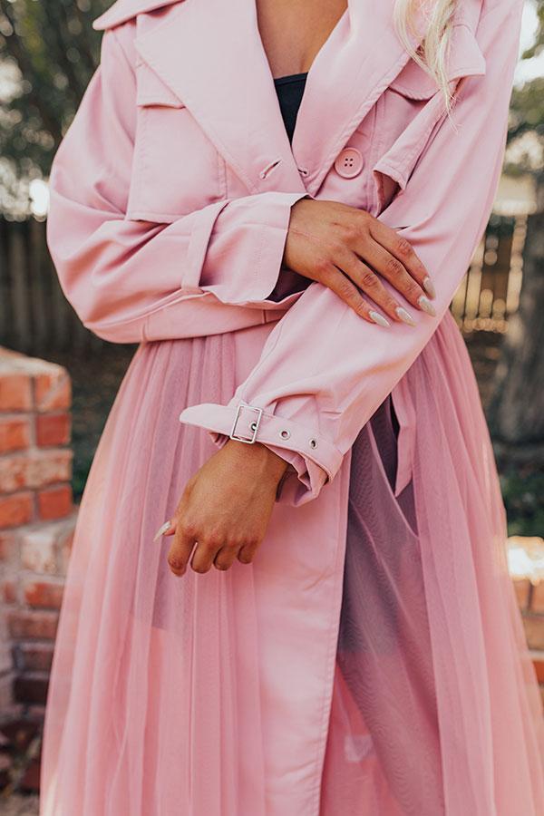 Catwalk Crush Mesh Trench Coat in Blush Product Image