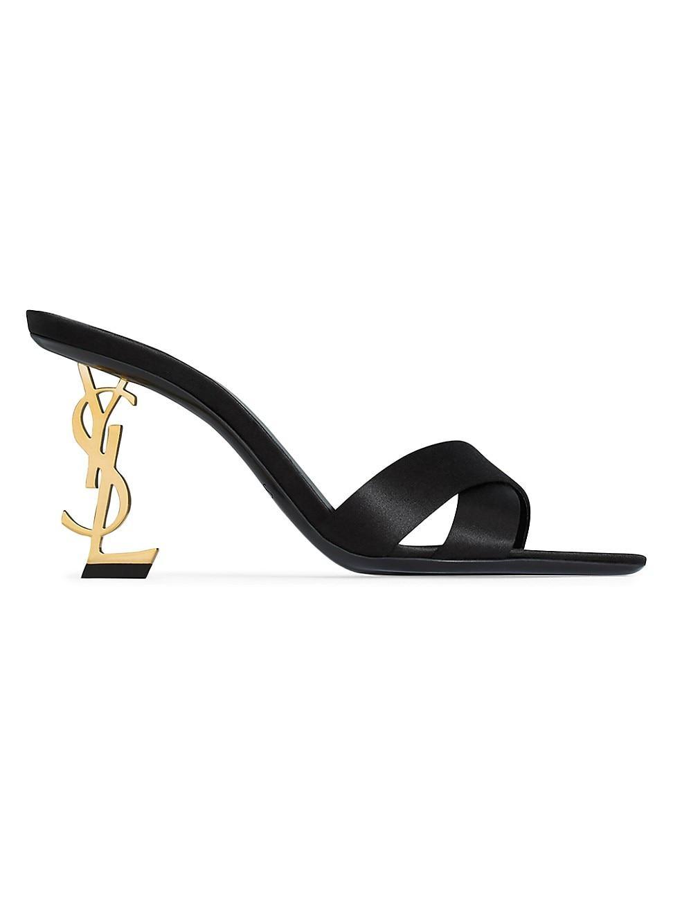 Saint Laurent Womens Opyum Mules in Satin Crepe Product Image