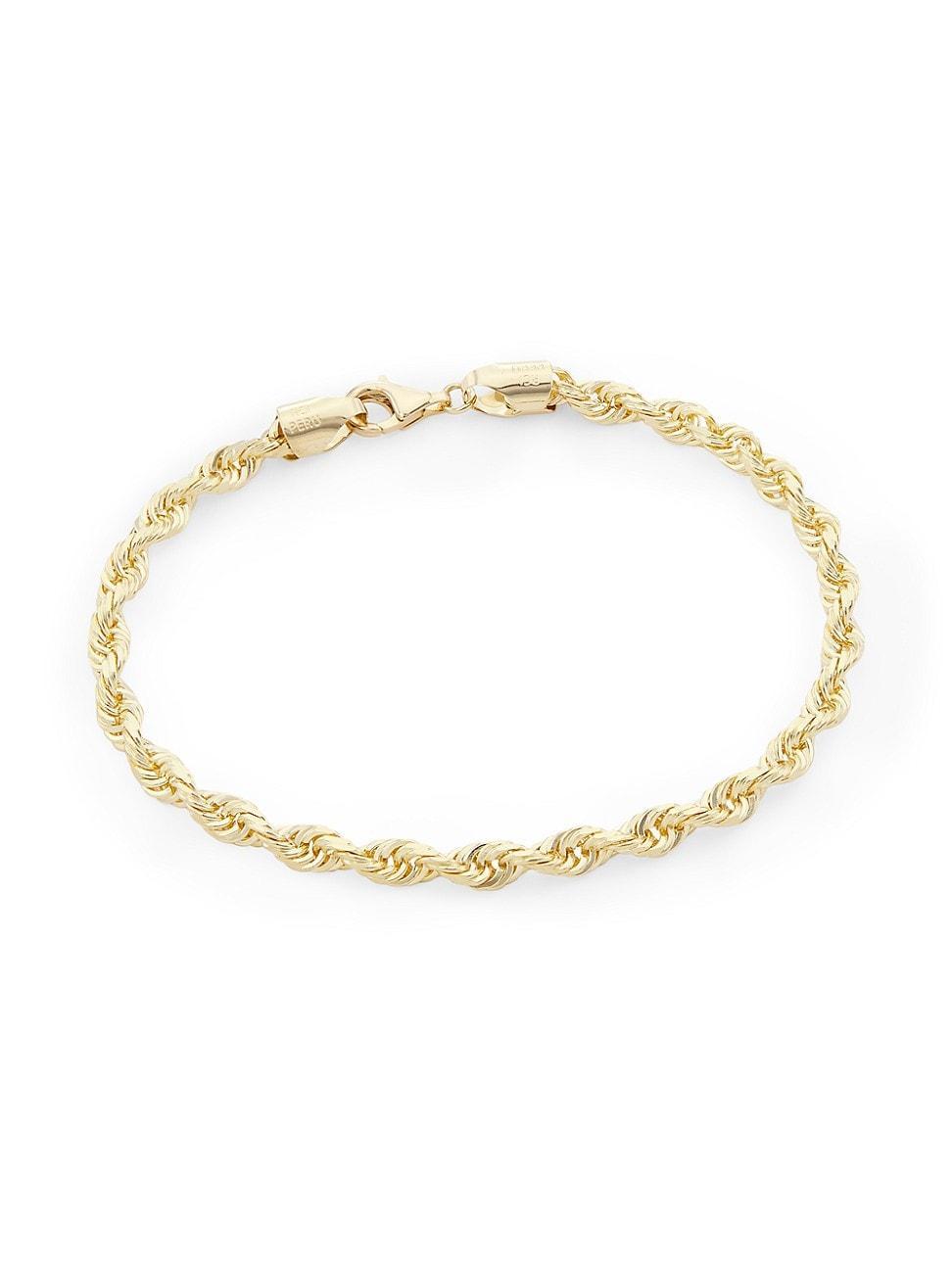 Mens 14K Yellow Gold Diamond-Cut Rope Chain Bracelet/8 x 5MM Product Image