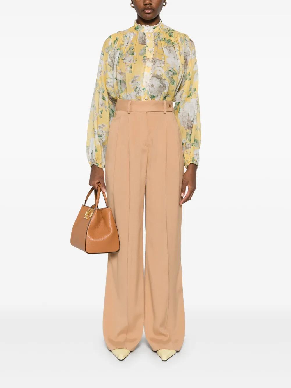 ALBERTA FERRETTI Pleated Trousers In Neutrals Product Image