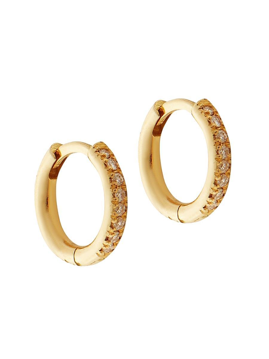 Womens Classic 18K Yellow Gold & 0.21 TCW Diamond Seamless Midi Hoop Earrings Product Image
