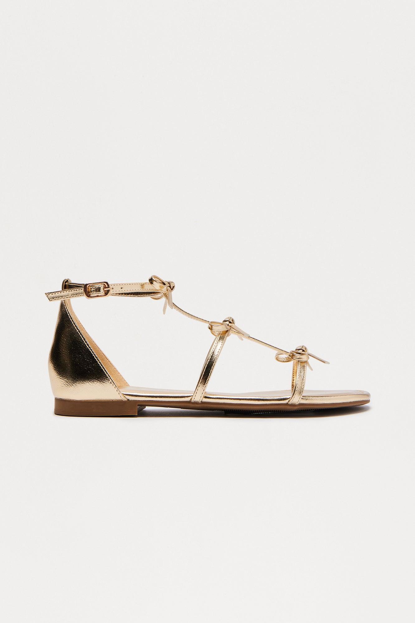 Jullietta Bow Sandals - Gold Product Image