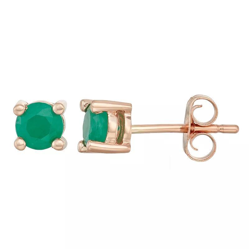 14k Gold Emerald Stud Earrings, Womens, Pink Product Image