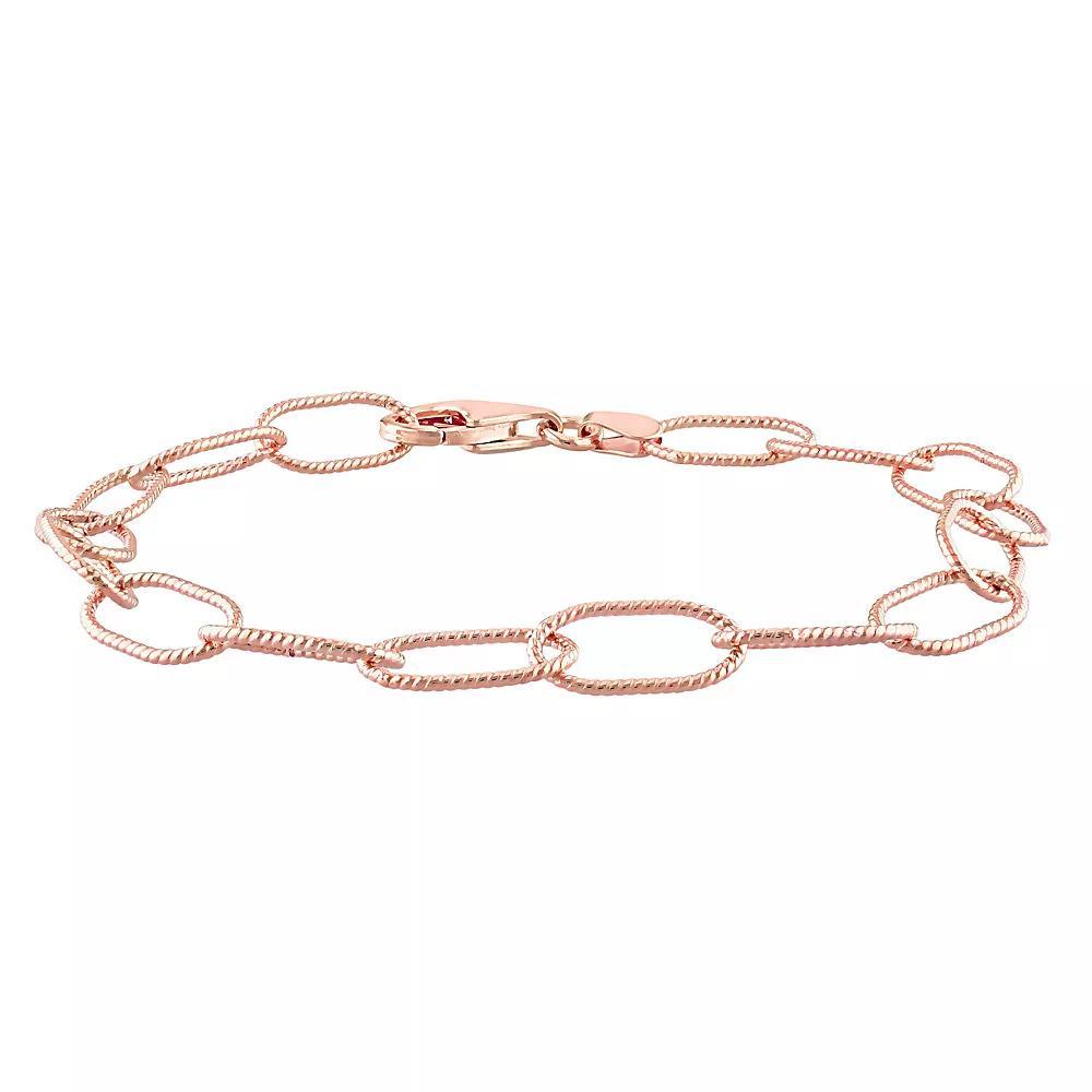 Stella Grace Sterling Silver 6.5 mm Twisted Rolo Chain Bracelet, Womens Rose Gold Tone Product Image