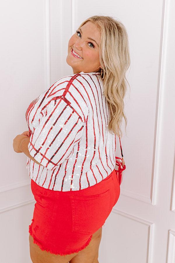 Spirit Squad Sequin Top in Red Curves Product Image